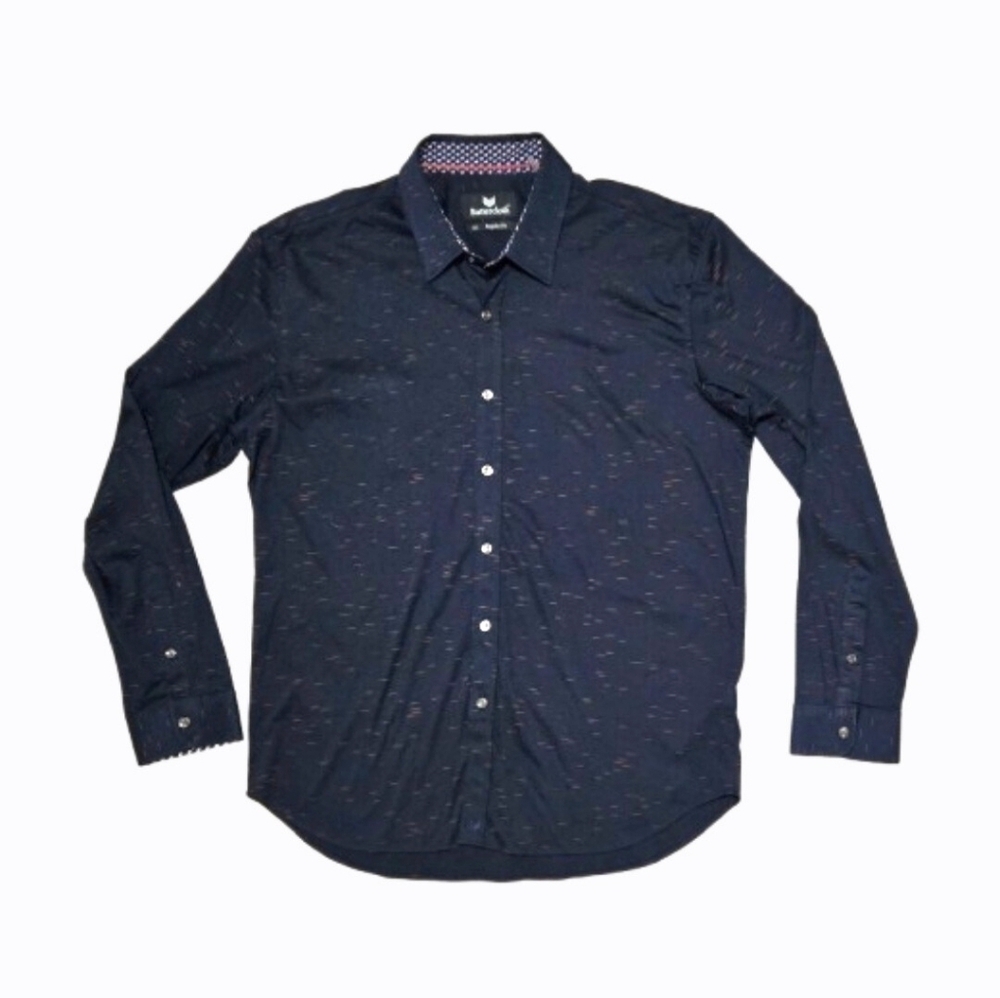 Buttercloth Men's Dress Shirt XL Cotton Regular Fit Long Sleeve Black Red Soft